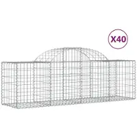 vidaXL Gabionen met boogvorm, 40 stuks, 200x50x60/80 cm, verzinkt staal