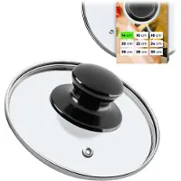 Kadax K7883 Pandeksel universeel deksel van glas met glanzend zwart handvat hittebestendig deksel in verschillende maten pannendeksel glazen deksel voor pan pan (14 cm)