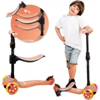 Sun baby Scooter voor kinderen met Lichtgevende Wielen van 3 jaar, Kinderstep, Driewieler, Verstelbare Hoogtes, Children's Scooter (Oranje)