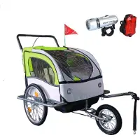 Viking Choice Fietskar Kind - Fietsaanhanger 2-zits - Veerdemping - Lime Groen/Grijs