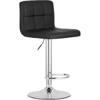 Leobert Barkruk PROT - Zwart Kunstleer, Chromen Basis, Laag Rugleuning, Modern Design, Hoogte Verstelbaar, 360° Draaibaar, Max. 120 kg