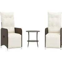 vidaXL Buitenloungestoelen, 2 stuks met tafel, bruin, polyrotan