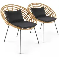 Oviala - Set van 2 ronde tuinstoelen van gevlochten kunsthars - Antalya