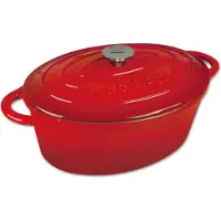 KINGHOFF 1530 - gietijzeren braadpan - ovaal - 30cm - 4,5L - rood - emaille