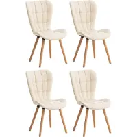 CLP Elda Set van 4 eetkamerstoelen - Kunstleer creme