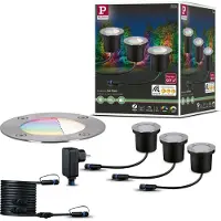 Paulmann Plug & Shine LED-grondinbouwlamp Smart Home Zigbee 3.0 RGBW Basisset IP67 RGBW+ 3x3,7W Zilver