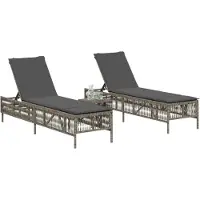 vidaXL Ligbedden 2 st met tafel poly rattan grijs