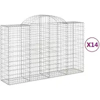 vidaXL Gabionen met boogvorm, 14 stuks, 200x50x120/140 cm, verzinkt staal