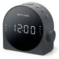 Muse M-185CR - Stijlvolle digitale wekkerradio met groot display, grijs