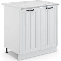 Vicco Keukenonderkast Fame-Line, Wit landelijk/Wit, 80 cm marmer werkblad