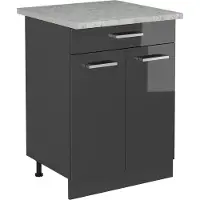 Vicco R-Line Keukenonderkast – 60 cm WB Marmer Antraciet Hoogglans