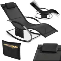SoBuy OGS28-Sch Comfortabele ligstoel Swingstoel Schommelligstoel Zonnebed - Tuin - Terras - Zwar