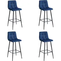 Leobert Barkrukken - - Arceto - Marineblauw fluweel / Zwarte poten - Set van 4