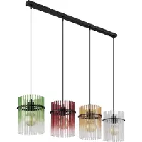 Globo Lighting Zwarte hanglamp Gorley gekleurd glas 4-lichts