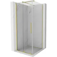 Mexen Velar schuifdouchewand 100 x 100 , transparant, goud geborsteld - 871-100-100-01-55