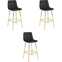 Leobert ARCETO kruk - zwart fluweel / GOUDEN poten x 3