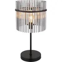 Globo Zwarte tafellamp Gorley met smoke glas Ø 30cm