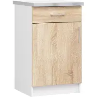 Akord Keukenkast modulaire LIMA S50 met Verkblad / Onderkast met 1 Deur en 1 Lade / Furniture Factory / Wit - Sonoma Eik / 50 x 82 x 44,5 cm