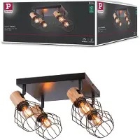 Paulmann Lanka 66769 Wandspot E14 Zwart, Hout (licht)