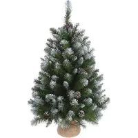 Triumph tree Mini Kunstkerstboom Empress Spruce Besneeuwd Met Versiering Op Jute Voet D 71 H 90 Cm