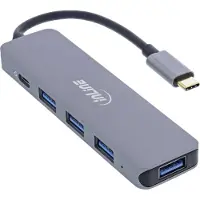 InLine USB hub (USB-C) | 4x USB-A + 1x USB-C PD 87W | USB3.0 5 Gbps | aluminium | 0,15 meter