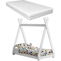 En.casa Juniorbed Tipi eenpersoonsbed incl. matras 70x140 - wit