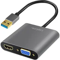 Logilink USB 3.0 adapter naar VGA/HDMI, 1080p, zwart, 0,1 m (verpakking met 1 stuk)