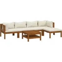 vidaXL 6-delige Loungeset met crèmekleurige kussens massief acaciahout