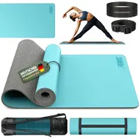 RE:SPORT Yogamat, ftalaatvrij, gymnastiekmat, antislip, fitnessmat, vrij van schadelijke stoffen, trainingsmat met draagriem, 183 x 61 x 0,6 cm