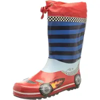 Playshoes Regenlaarzen 'Rennwagen' blauw / rood / wit