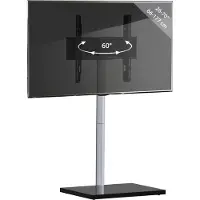VCM Nalano TV-meubel met glazen voet, Zilverkleurig, zwart glas.