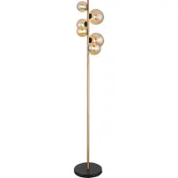 Globo Vloerlamp Riha, crème / amber, Woon-/ Eetkamer, Glas, vloerlamp