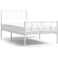 vidaXL Bedframe met hoofd- en voeteneinde metaal wit 100x190 cm