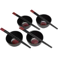 Excellent houseware 8-delige sushi serveer set voor 4 personen - keramiek - zwart - Bordjes