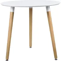 En.casa [] Eettafel Rond Wit [Hoogte: 75 cm, Diameter: 80 cm] Houten tafel, retro keukenmodel