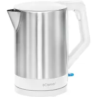 Clatronic waterkoker, roestvrij staal | 1,5 liter | Bediening met één hand | Roestvrijstalen behuizing | Waterkoker | Met kabelopslag | WKS 3002 CB, wit