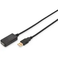 Assmann USB-kabel USB 2.0 5.00 m Actief met signaalversterking USB-A stekker, USB-A bus Zwart DA-70130-4