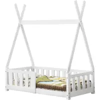 En.casa Kinderbed Tipi met uitvalbeveiliging 140x70 cm wit