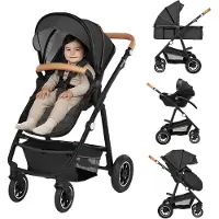 Lionelo | Multifunctionele Kinderwagen Amber 3in1 | Grijs Grafiet