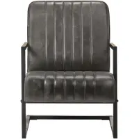 vidaXL Fauteuil echt leer verweerd grijs