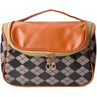Juleeze Toilettas Dames 22x13x14 cm Zwart Bruin Polyester