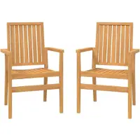 vidaXL Tuinstoelen stapelbaar 2 st 56,5x57,5x91 cm massief teakhout