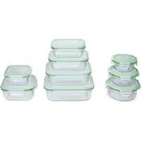 Alpina Vershoudbakjes - 18-Delig - met Deksel - Diepvriesbakjes - Oven, Vriezer, Magnetron en Vaatwasser Bestendig - Glas - 9 Maten