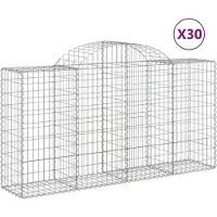 vidaXL Gabionen met boogvorm, 30 stuks, 200x50x100/120 cm, verzinkt staal