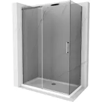 Mexen Omega douchecabine schuifdeur 140 x 80 , grafiet, chroom + Flat douchebak, wit - 825-140-080-01-40-4010