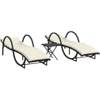 vidaXL Ligbedden 2 st met tafel poly rattan zwart