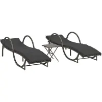 vidaXL Ligbedden 2 st met tafel poly rattan grijs