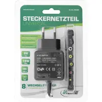 InLine Universele voedingsadapter 5V / 3A / 15W met 8 verwisselbare pluggen / zwart - 1,8 meter