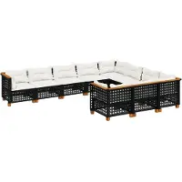 vidaXL 10-delige loungeset voor de tuin met kussens, zwart, polyrotan