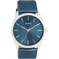 Oozoo dames polshorloge, lederen band, blauw, analoog, quartz, model UOC11337